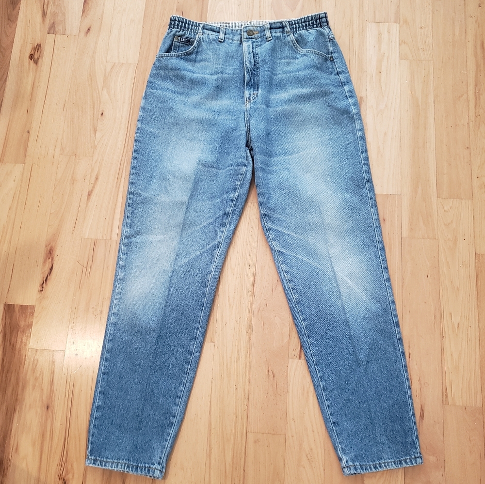 VTG 90s LEE Jeans High Waist Rise Classic Mom Size 14 Long Baggy Denim USA Made